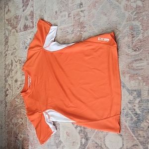 Orange and white swims tee